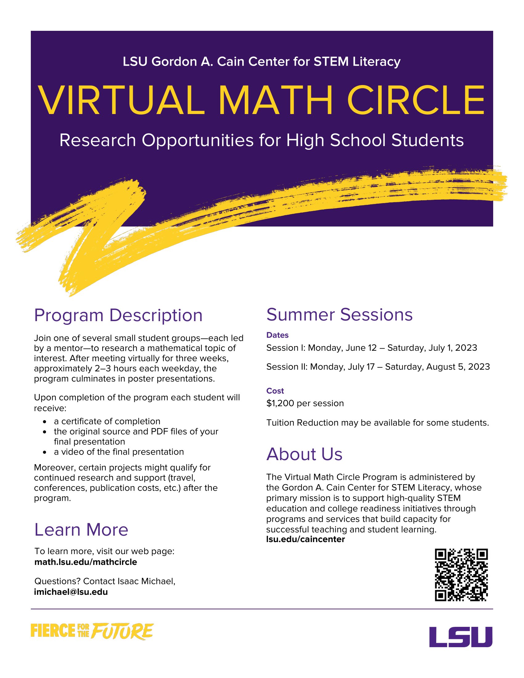 Information for Undergraduate and High School Students LSU Math